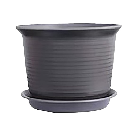 6 Inch Planter Nursery Pots, Plastic Planters Pots for Plants Flower Transplanting with Drainage Holes and Saucers, Grey, 6.06x4.25"