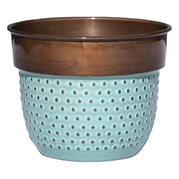 6 Inch Planter Pots - Classic Decorative Flower Pots - Indoor/Outdoor Metal Planters - Dots/Copper Finish - 16" Diameter, 16" High