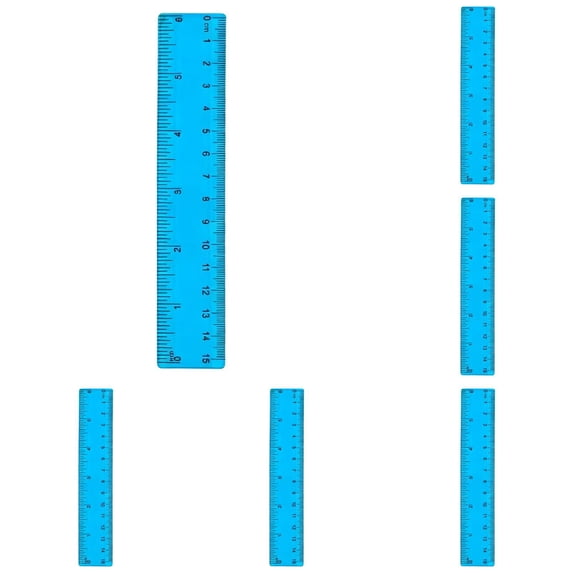 6 Inch Plastic Straight Ruler, Multicolor Clear Centimeter Measuring Scale, Study Ruler, Multicolor Clear Measuring Ruler, Colored Plastic Drafting Ruler, Precise Measuring Ruler,Blue 5PC