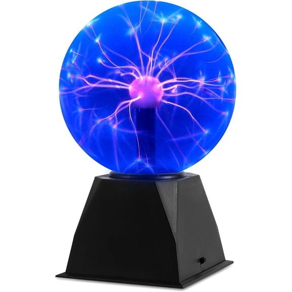 6 Inch Plug-in Plasma Ball Lamp - Touch & Sound Sensitive Interactive Plasma Lamp Nebula Sphere Globe, Science Educational Gift for Decorations/Parties/Bedroom (Blue)