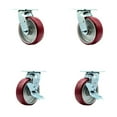 thumbnail image 1 of 6 Inch SS Poly on Aluminum Caster Set with Roller Bearings 2 Swivel Lock 2 Brake, 1 of 2