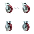 thumbnail image 1 of 6 Inch Poly on Aluminum Caster Set with Ball Bearings 2 Swivel Lock 2 Rigid SCC, 1 of 2