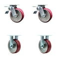 thumbnail image 1 of 6 Inch Poly on Aluminum Caster Set with Roller Bearings 2 Brakes 2 Rigid SCC, 1 of 2
