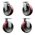 thumbnail image 1 of 6 Inch Poly on Aluminum Caster Set with Roller Bearings 2 Swivel 2 Rigid SCC, 1 of 2