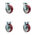 thumbnail image 1 of 6 Inch Poly on Aluminum Caster Set with Roller Bearings 2 Swivel 2 Rigid SCC, 1 of 2