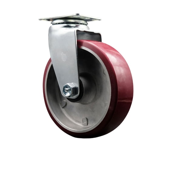 6 Inch Poly on Aluminum Wheel Swivel Caster with Ball Bearing Service Caster