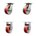 thumbnail image 1 of 6 Inch Poly on Cast Iron Caster Set with Roller Bearing 2 Swivel Lock 2 Rigid, 1 of 2