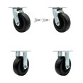 thumbnail image 1 of 6 Inch Polyolefin Caster Set with Ball Bearings 2 Swivel Lock 2 Rigid SCC, 1 of 2