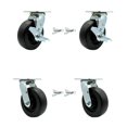 thumbnail image 1 of 6 Inch Polyolefin Caster Set with Ball Bearings 4 Swivel Lock 2 Brake SCC, 1 of 2