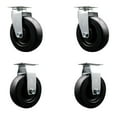 thumbnail image 1 of 6 Inch Polyolefin Caster Set with Roller Bearings 2 Swivel 2 Rigid SCC, 1 of 2