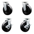 thumbnail image 1 of 6 Inch Polyolefin Swivel Caster Set with Ball Bearings 2 Brakes SCC, 1 of 2