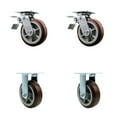 thumbnail image 1 of 6 Inch Polyurethane Caster Set with Ball Bearing 2 Brakes 2 Rigid Service Caster, 1 of 2