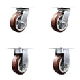 thumbnail image 1 of 6 Inch Polyurethane Caster Set with Roller Bearing 2 Swivel Lock and 2 Rigid SCC, 1 of 2