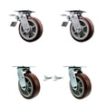 thumbnail image 1 of 6 Inch Polyurethane Caster Set with Ball Bearings 2 Brakes 2 Swivel Locks SCC, 1 of 2
