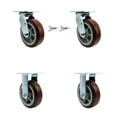 thumbnail image 1 of 6 Inch Polyurethane Caster Set with Ball Bearings 2 Swivel Lock 2 Rigid SCC, 1 of 2