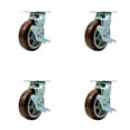 thumbnail image 1 of 6 Inch Polyurethane Caster Set with Roller Bearings and Brake/Swivel Lock SCC, 1 of 2