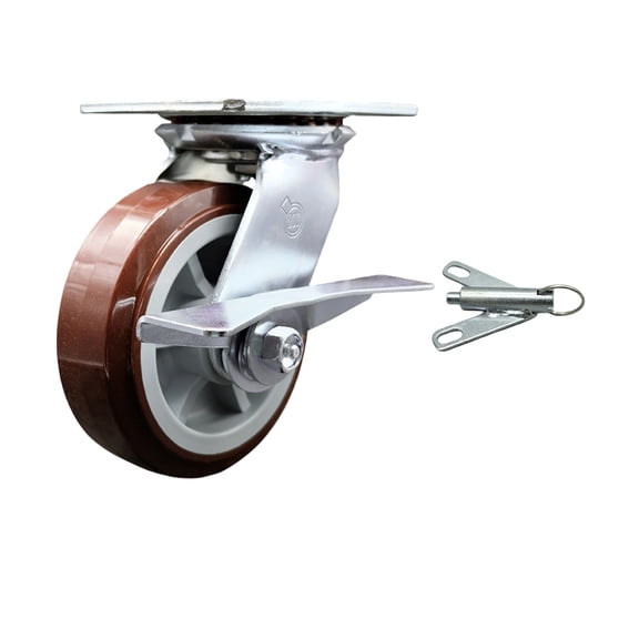 6 Inch Polyurethane Caster with Ball Bearing and Brake/Swivel Lock SCC