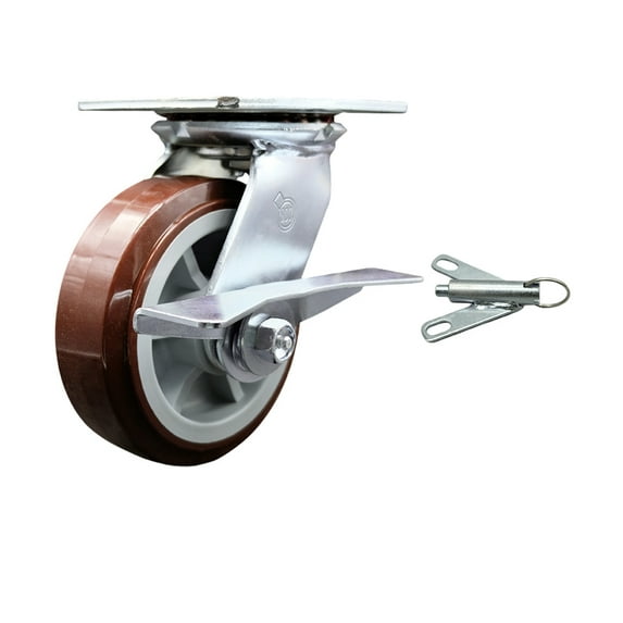 6 Inch Polyurethane Caster with Roller Bearing and Brake/Swivel Lock SCC