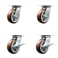 thumbnail image 1 of 6 Inch Polyurethane Swivel Caster Set 2 Swivel Locks 2 Brakes Service Caster, 1 of 2