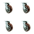 thumbnail image 1 of 6 Inch Polyurethane Swivel Caster Set with Ball Bearing and Swivel Lock SCC, 1 of 2