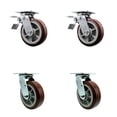 thumbnail image 1 of 6 Inch Polyurethane Swivel Caster Set with Roller Bearing 2 Total Lock Brake SCC, 1 of 2