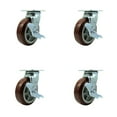 thumbnail image 1 of 6 Inch Polyurethane Swivel Caster Set with Roller Bearing and Brake SCC, 1 of 2