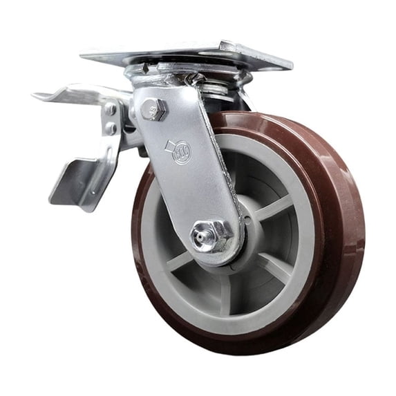 6 Inch Polyurethane Swivel Caster with Ball Bearing and Total Lock Brake SCC