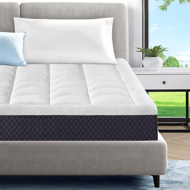 ELEMUSE 6 inch Queen Mattress for Kids and Adults Gel Memory Foam Pillowtop CertiPUR US Certified Fiberglass Free White