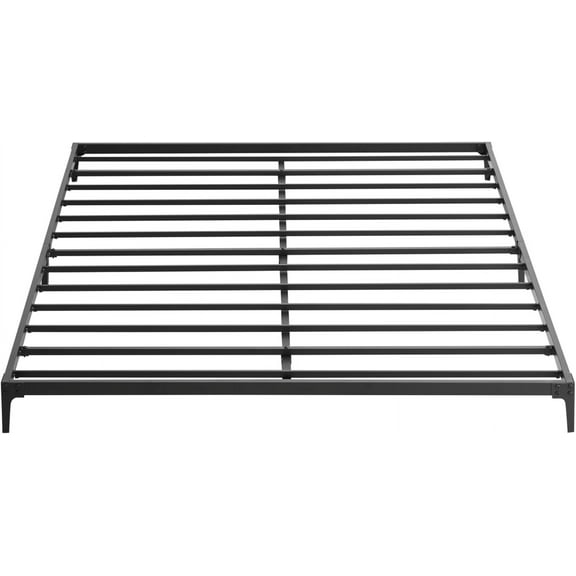 6-Inch Queen Metal Platform Bed Frame, Low-Profile Heavy-Duty Steel Slat Mattress Support, Noise-Free, Easy Assembly, No Box Spring Required, Queen Size