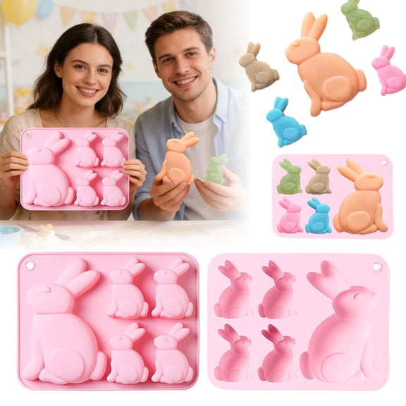 6 Inch Rabbit Shaped Silicone Baking Pan B Style For Easter Chocolate Candy Muffins And Cake Decorations