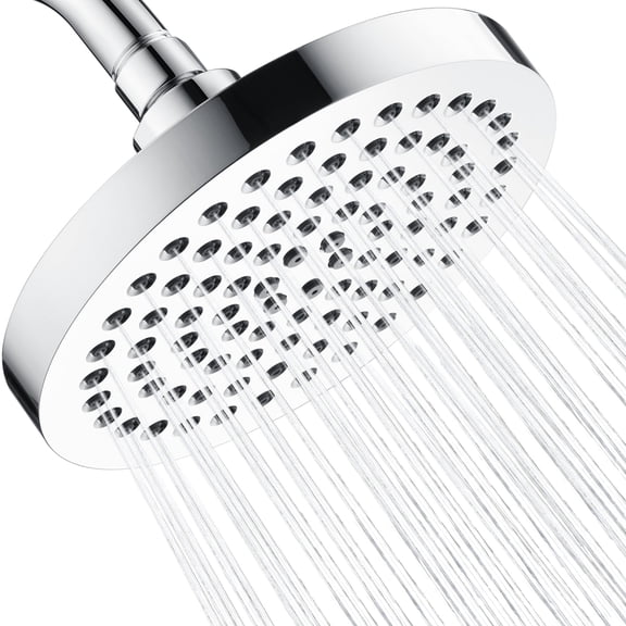 6 Inch Rainfall Shower Head Chrome 1.8 GPM 2 Spray Settings Adjustable Angle Bathroom Replacement