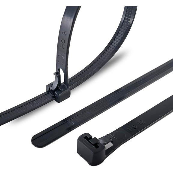 6 Inch Releasable Cable Ties Adjustable Wire Tie Straps (100 Pack) 50 Pound Heavy Duty Zipties Reusable Zip Small for Pc,Cord,Black