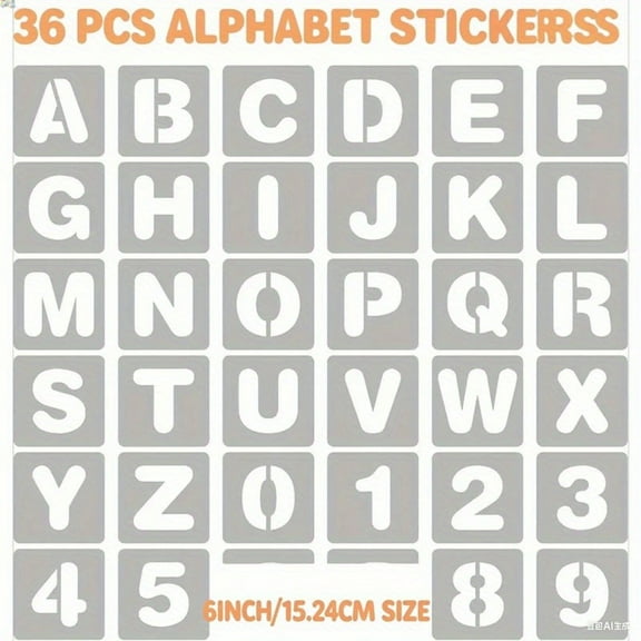 6 Inch Reusable Letter & Number Stencils - 36 Pcs Alphabet Art Craft Templates