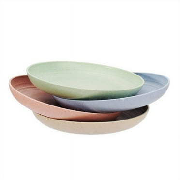 6 Inch Reusable Plastic Plates, Unbreakable Plastic Dinner Plates Set of 4, Dishwasher Safe & Microwave Hard Plates for Kids and Adults, Dessert Plate