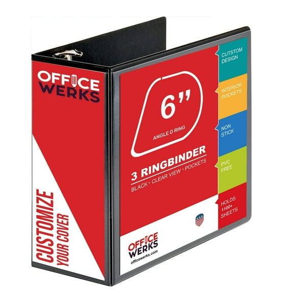 6 Inch Ring Binder With Slant D-Rings, Black, Clear View, Pockets ...