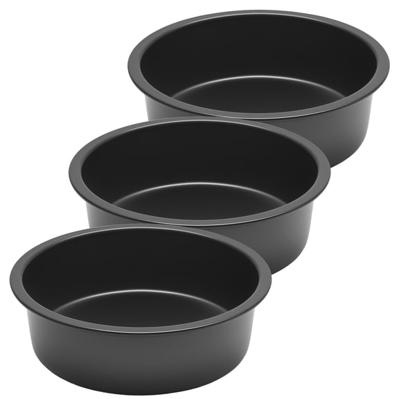 6 Inch Round Heavy - Duty Cake Pans for Baking Enthusiasts, 3 Pcs 2 Inch Deep Nonstick Baking Tins, Dishwasher Safe Grey Coated Cake Molds for Home Kitchen