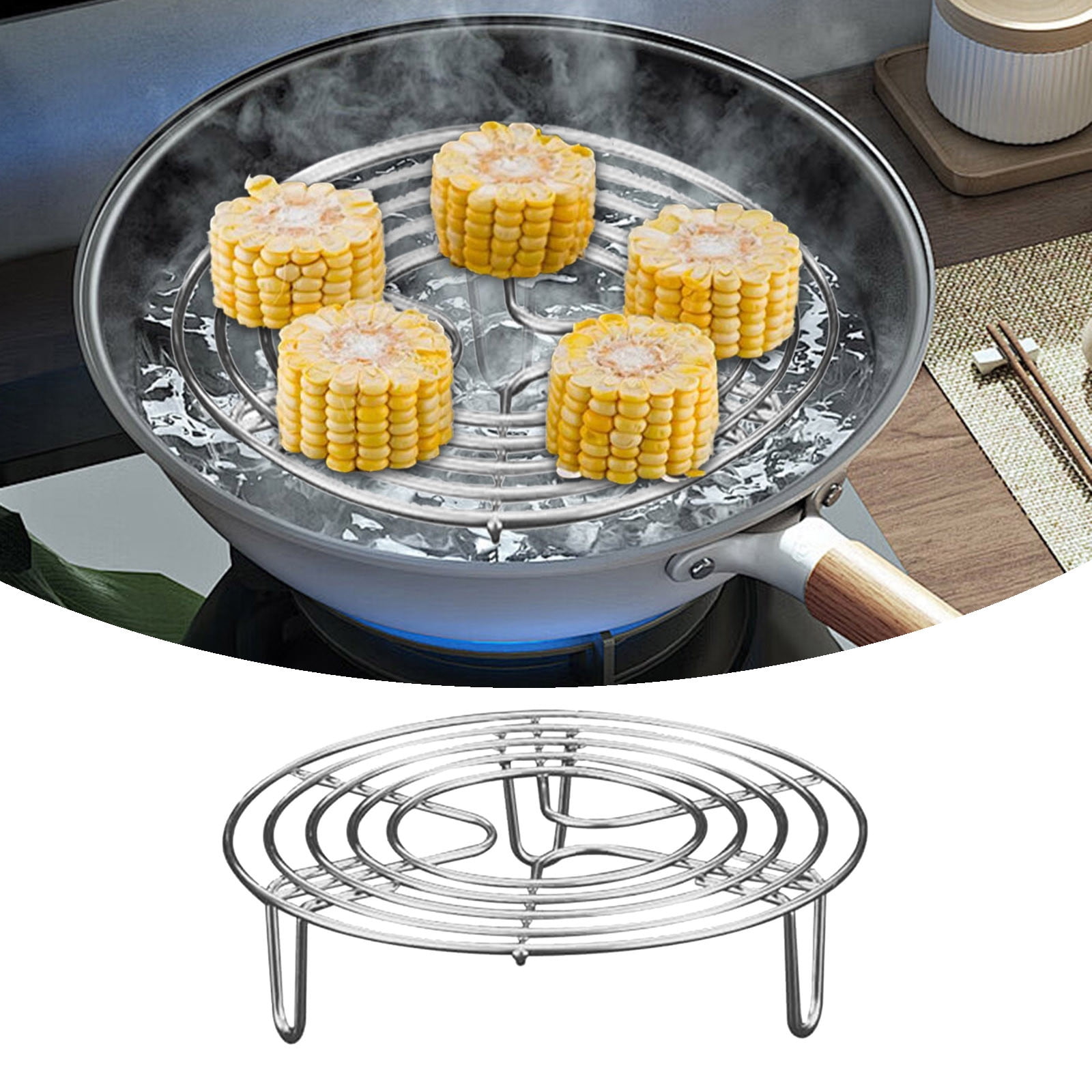 6-Inch Round Stainless Steel Steaming Rack - Heat Resistant Cooking ...