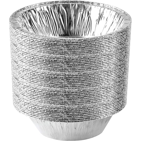 6'' Inch Round Tin Foil Cake Pans Disposable Aluminum, Freezer & Oven Safe - For Baking, Cooking, Storage, Roasting, & Reheating, Pack of 50