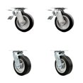 thumbnail image 1 of 6 Inch Rubber on Aluminum Caster Set with Roller Bearing 2 Total Lock Brake SCC, 1 of 2