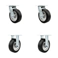thumbnail image 1 of 6 Inch Rubber on Aluminum Caster Set with Roller Bearings 2 Swivel 2 Rigid SCC, 1 of 2