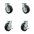 thumbnail image 1 of 6 Inch Rubber on Aluminum Caster Set with Roller Bearings 2 Swivel Lock 2 Brake, 1 of 2