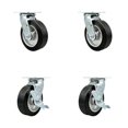 thumbnail image 1 of 6 Inch Rubber on Aluminum Swivel Caster Set with Roller Bearing 2 Brake SCC, 1 of 2