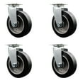 thumbnail image 1 of 6 Inch Rubber on Aluminum Wheel Swivel Caster Set with Roller Bearings SCC, 1 of 2