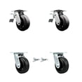 thumbnail image 1 of 6 Inch Rubber on Steel Caster Set with Ball Bearings 2 Brake 2 Swivel Lock SCC, 1 of 2