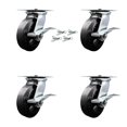 thumbnail image 1 of 6 Inch Rubber on Steel Caster Set with Ball Bearings and Brakes/Swivel Locks SCC, 1 of 2