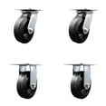 thumbnail image 1 of 6 Inch Rubber on Steel Caster Set with Roller Bearings 2 Swivel 2 Rigid SCC, 1 of 2
