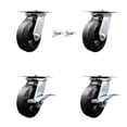 thumbnail image 1 of 6 Inch Rubber on Steel Swivel Caster Set 2 Swivel Locks 2 Brakes Service Caster, 1 of 2