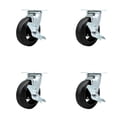 thumbnail image 1 of 6 Inch Rubber on Steel Swivel Caster Set with Ball Bearings and Brakes SCC, 1 of 2