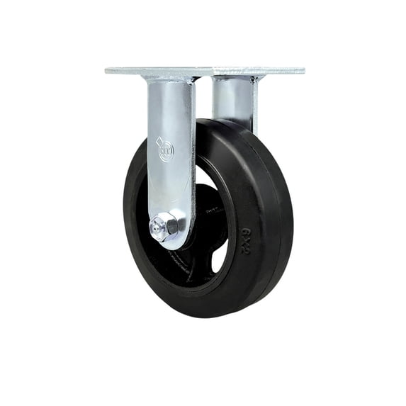 6 Inch Rubber on Steel Wheel Rigid Caster with Ball Bearing Service Caster