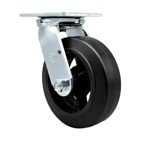 6 Inch Rubber on Steel Wheel Swivel Caster with Roller Bearing Service Caster
